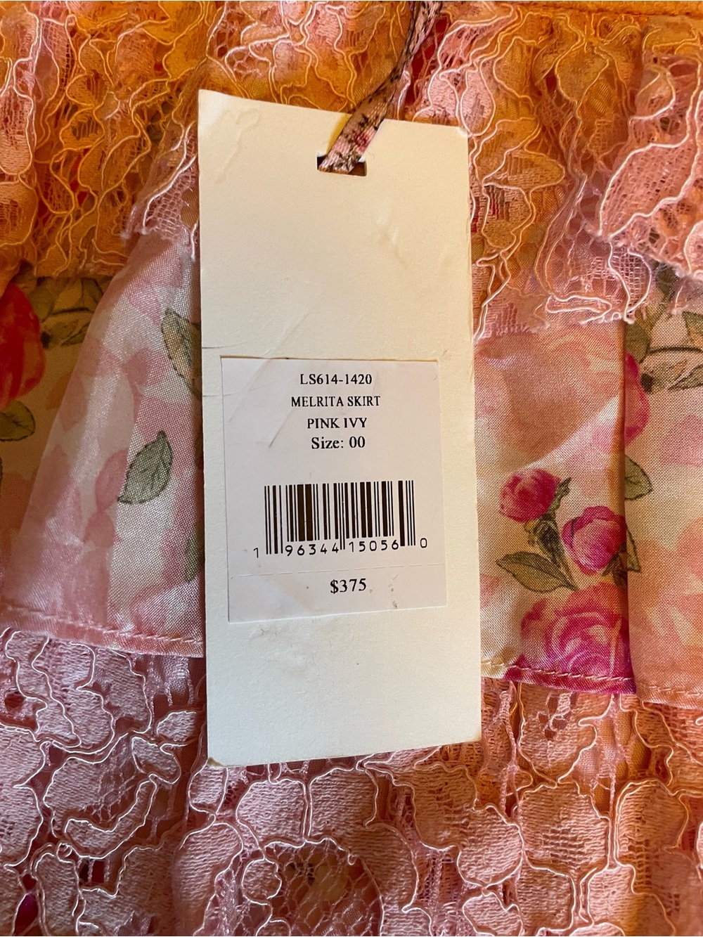 LoveShackFancy Melrita Ruffle Mini Skirt in Pink Ivy NWT size 00 - Picture 2 of 4